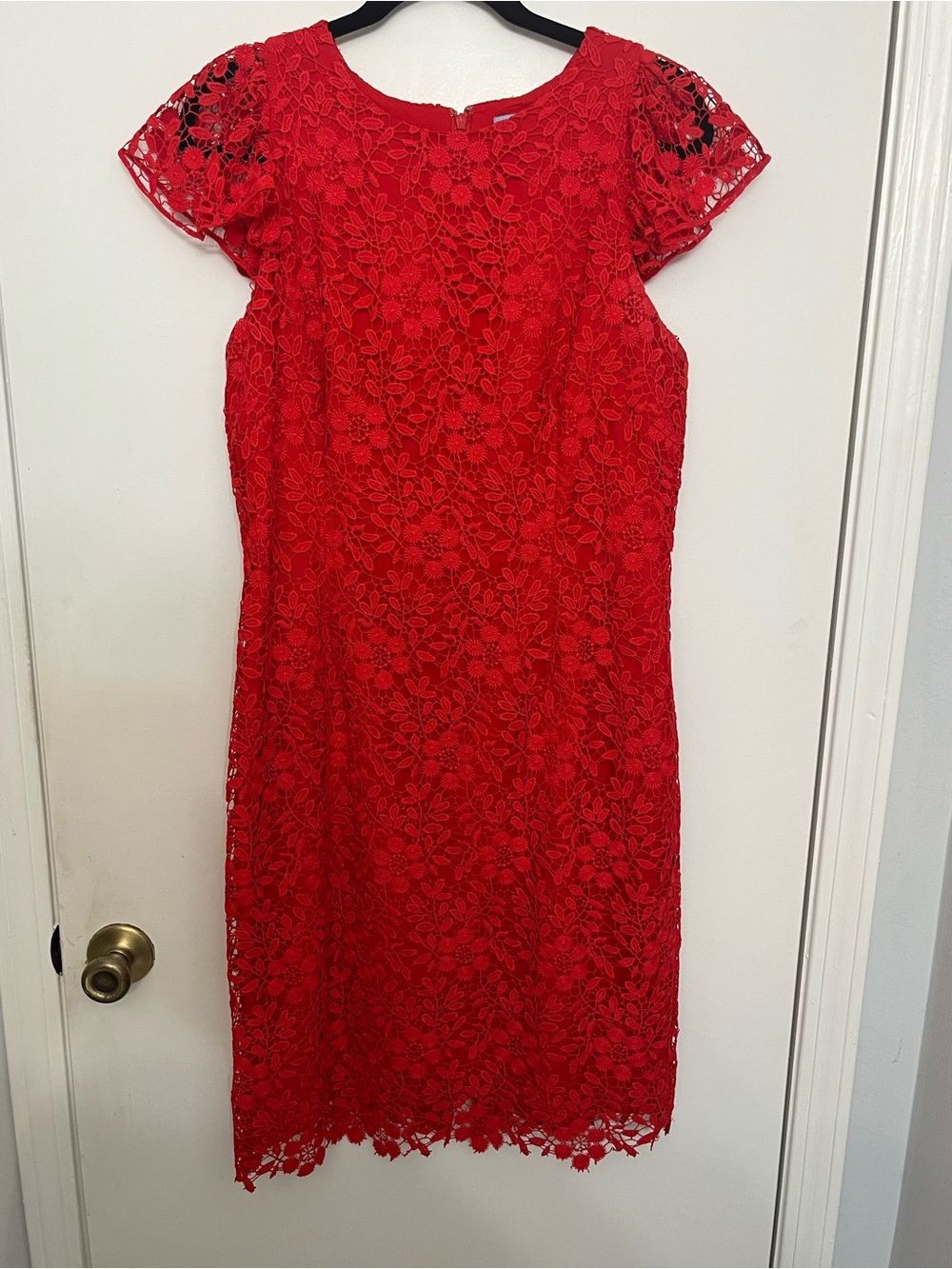 ANTONIO MELANI Red Floral Lace Midi Dress